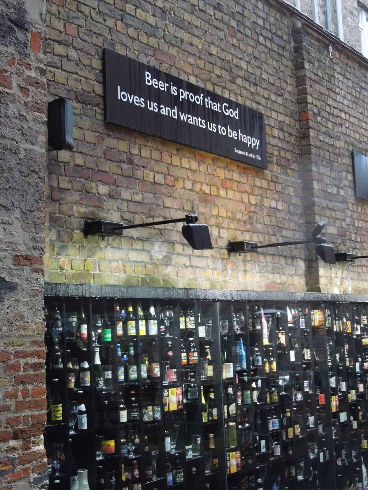 Beer in an alleyway in Brugge, Belgium
