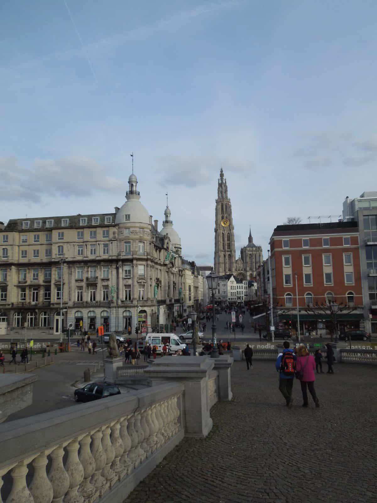 View of Antwerp from the port