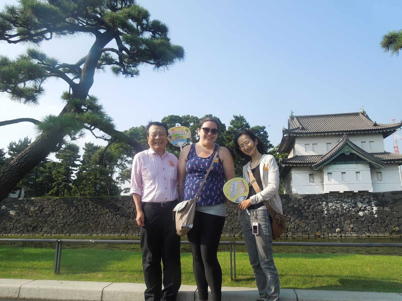 Adventures Around Tokyo with the Kosekis 10 With my host parents outside the palace in Tokyo Japan
