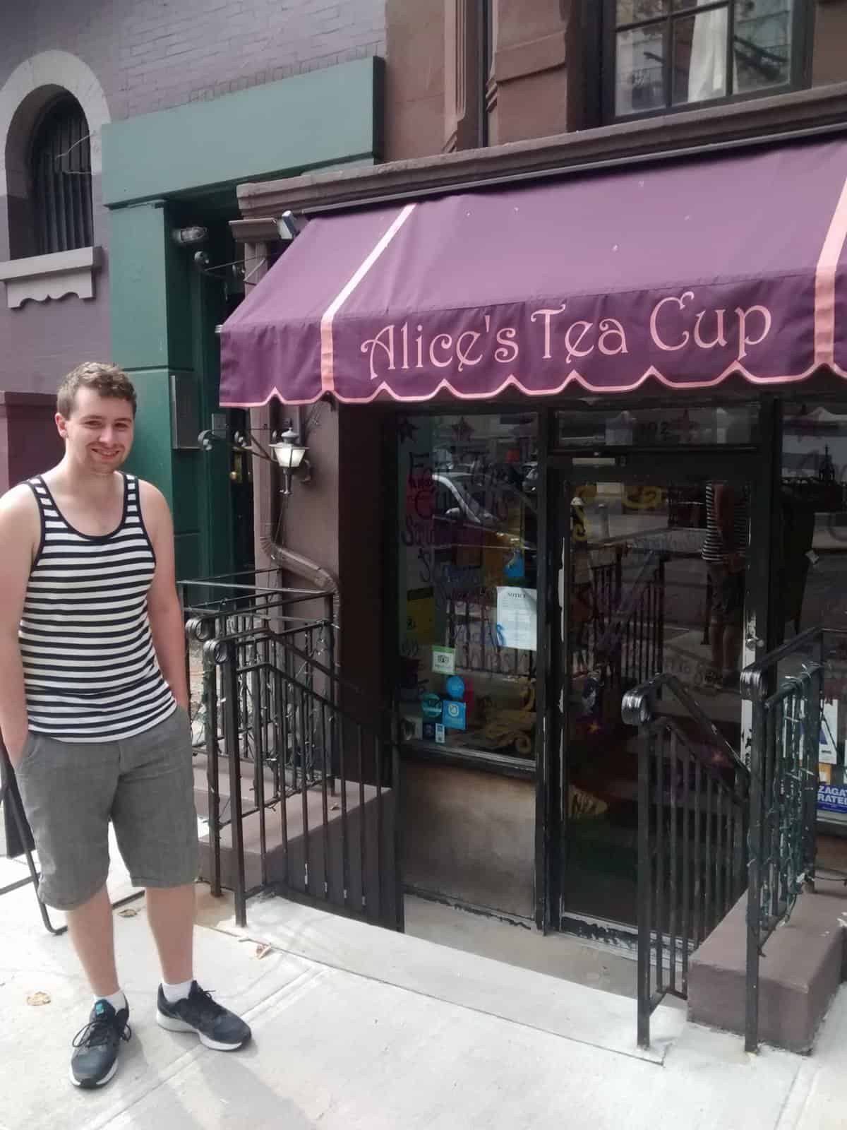New York City: Must Sees & Maybe Passes 6 Colin standing in front of Alice's Tea Cup in New York City