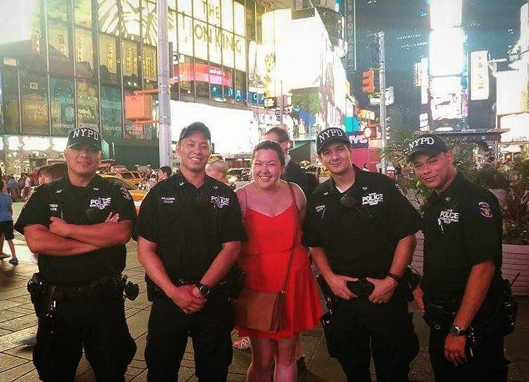 New York City: Must Sees & Maybe Passes 5 Riana posing with NYPD officers in Times Square