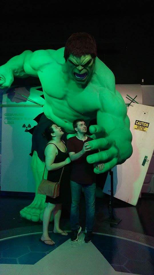 New York City: Must Sees & Maybe Passes 3 Colin and Riana posing in front of a Hulk statue