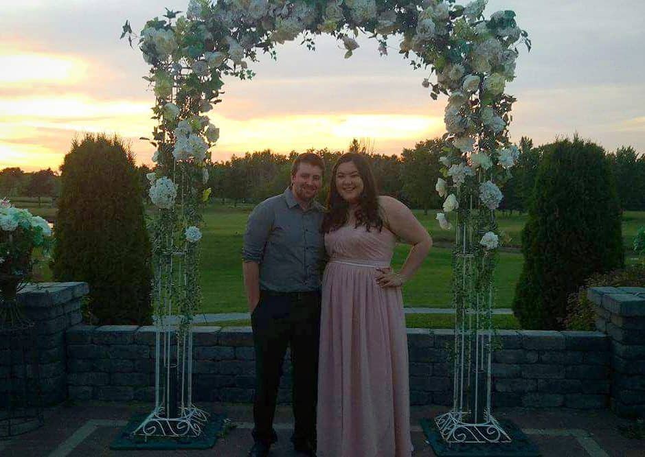 2016: A Year In Review 4 Colin & I at Kim's wedding under a floral arch