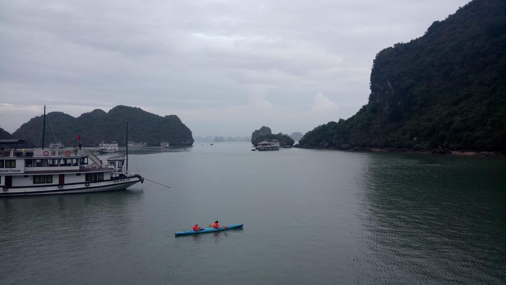 My Halong Bay Cruise Experience in Vietnam 9 Kayaks out on Ha Long Bay in Vietnam