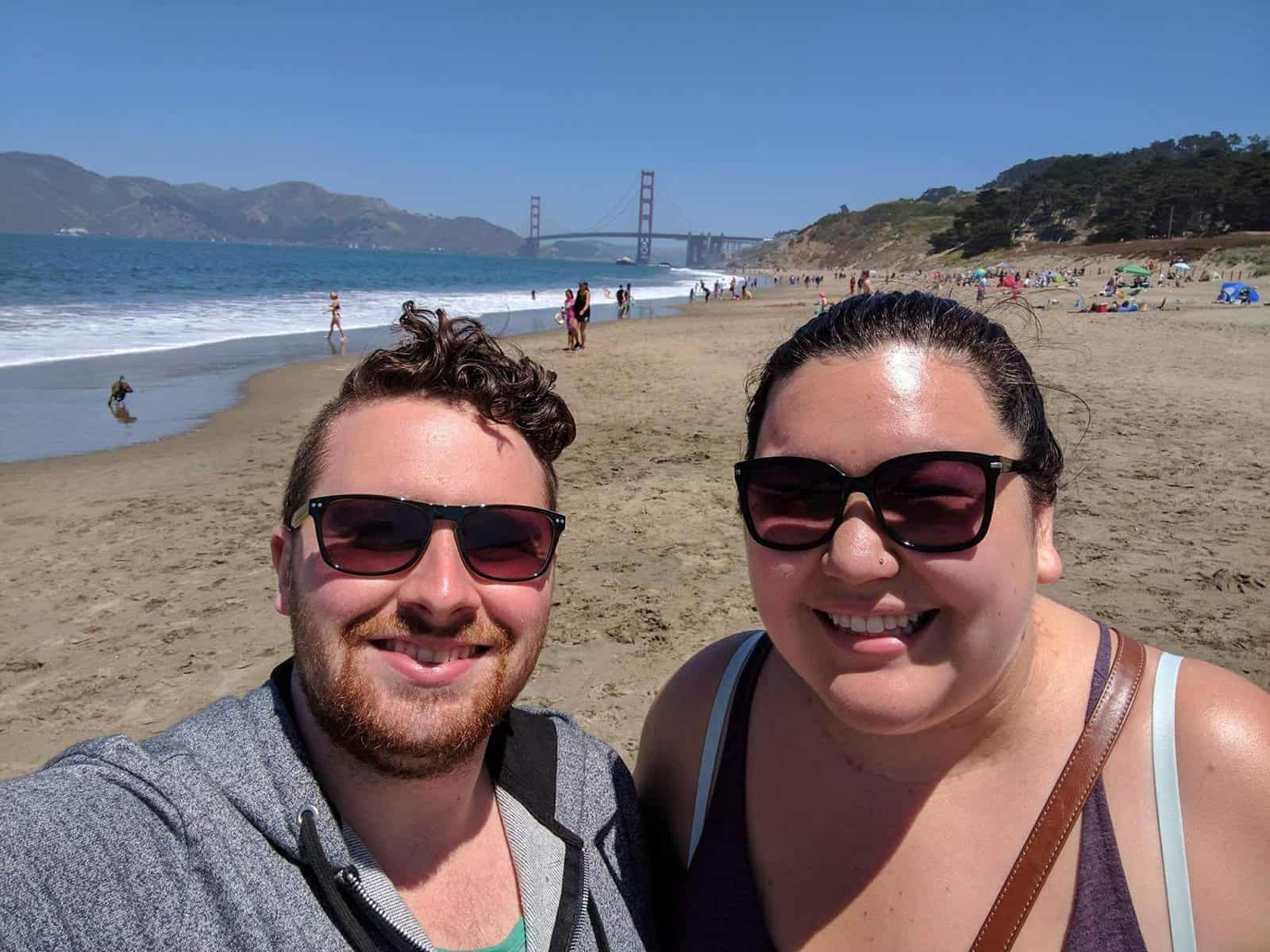 How to Spend Five Days in San Francisco 7 Selfie on the beach in San Francisco with the Golden Gate Bridge in the background