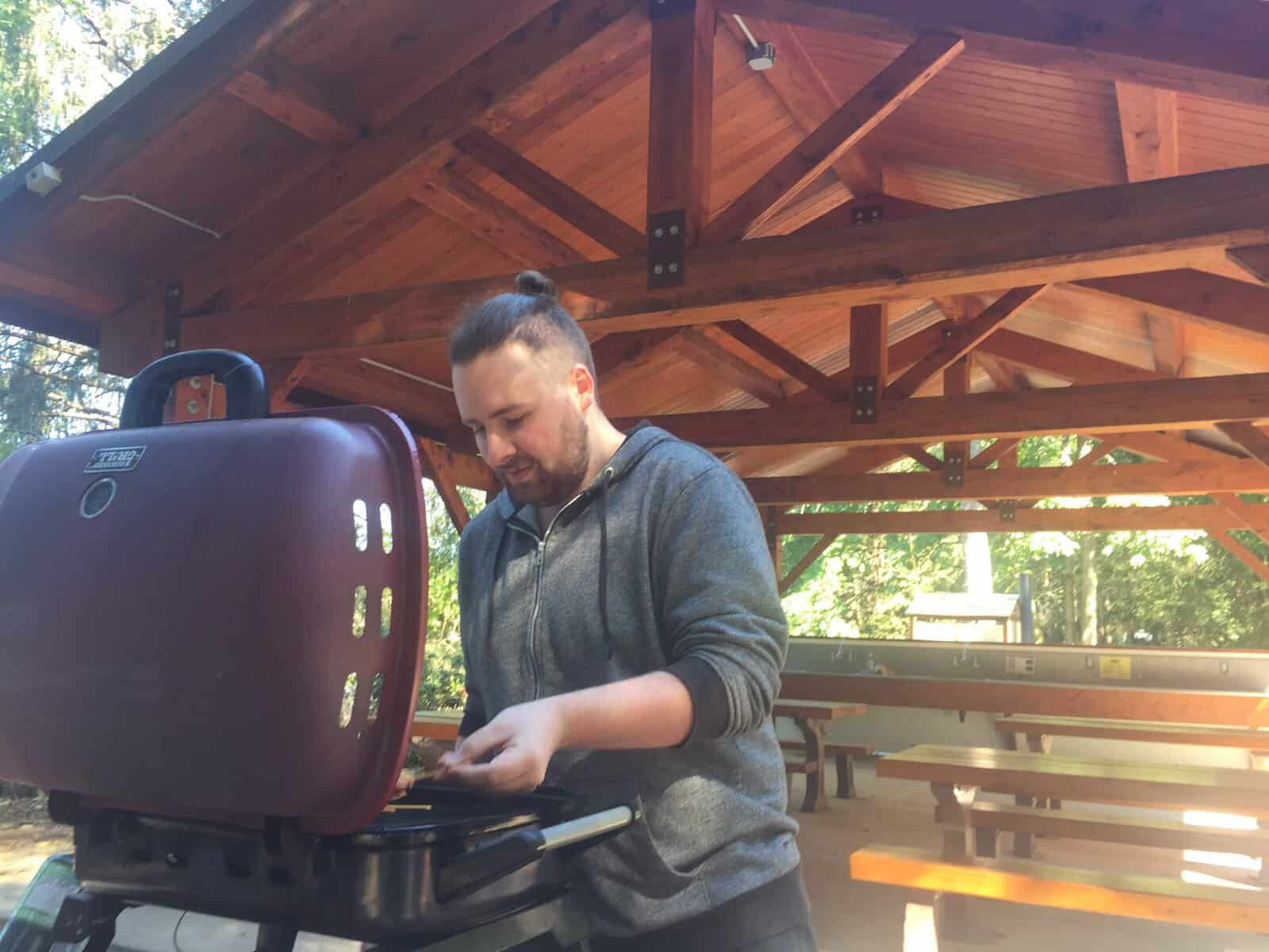 Cooking at Porteau Cove walk in site campground