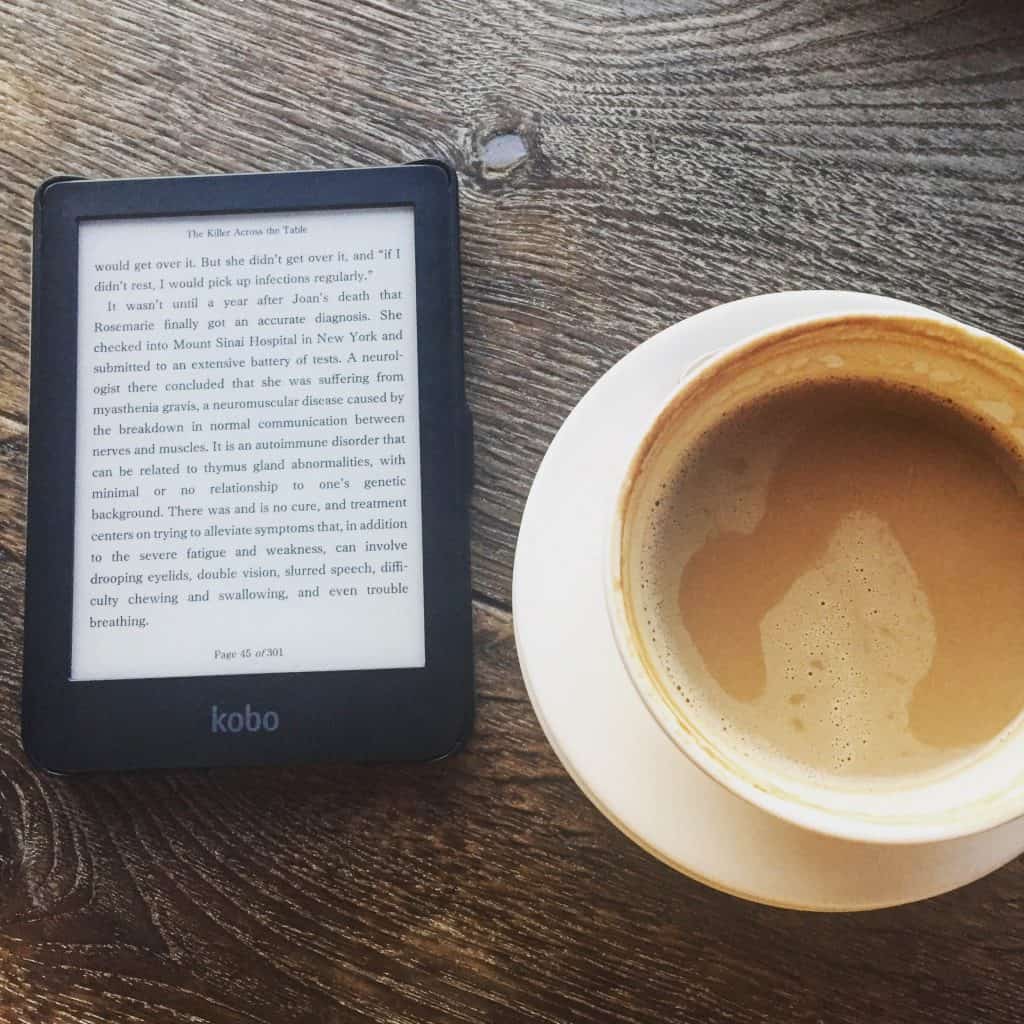 Ereader with coffee