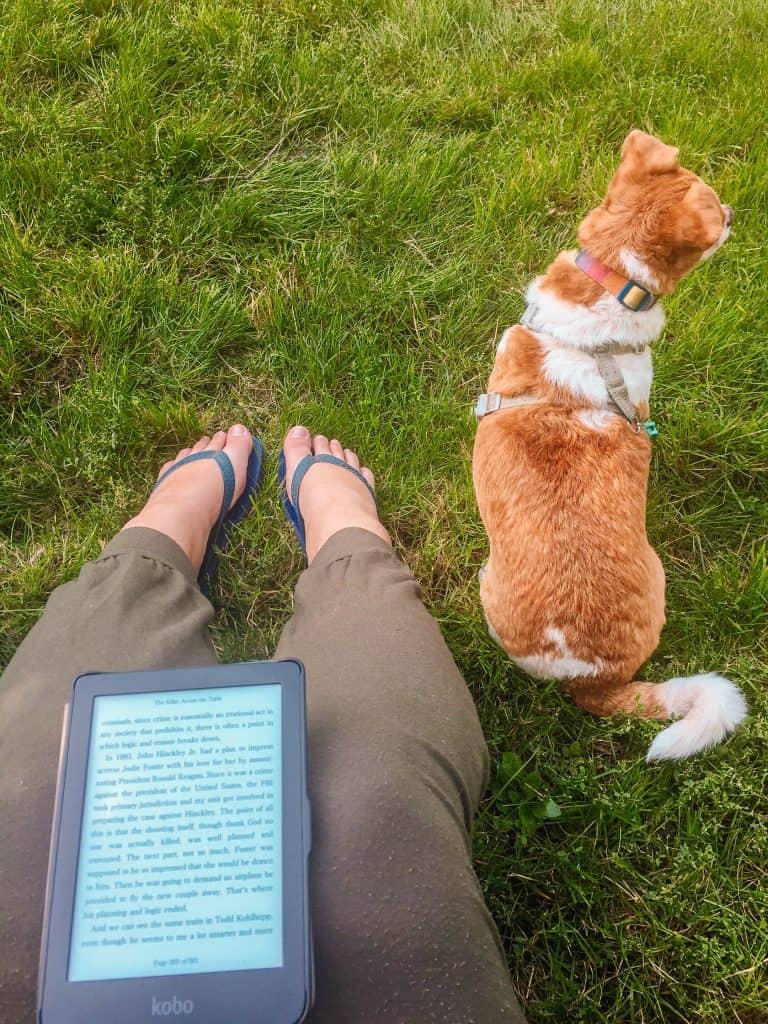 Reading in the park with Ellie
