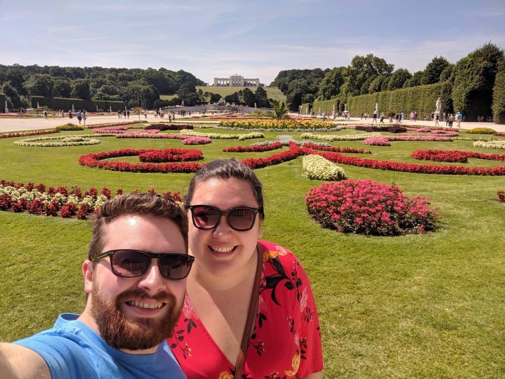 Selfie of Riana and Colin outside Schonbrunn Palace Vienna