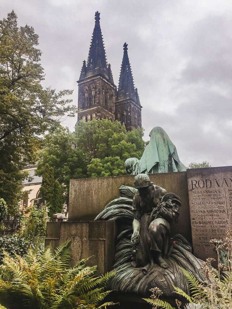 8 Things I Miss About Living in Prague 18 The cemetery at Vysehrad in Prague with tombstones and angles in the foreground