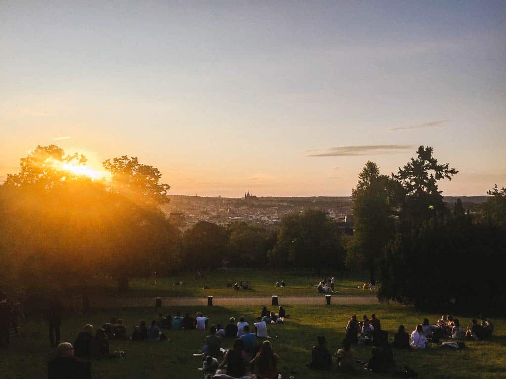 Riegrovy Sady sunset in Prague