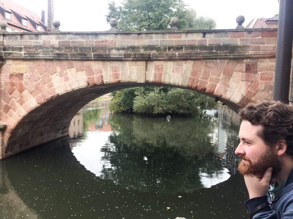 What Is There to Do in Nuremberg? 32 Colin looking pensive at the Weinstadel area in Nuremberg, Germany