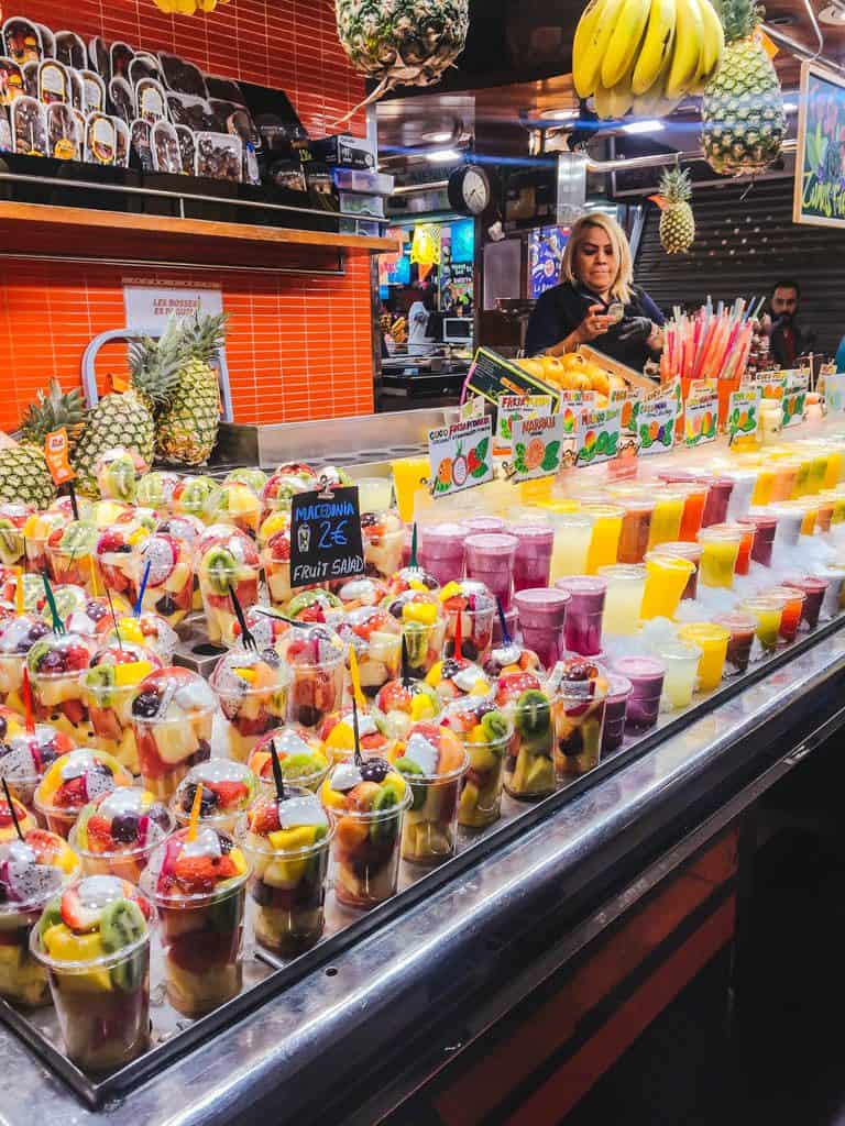 fruit juice at Mercado de La Boqueria