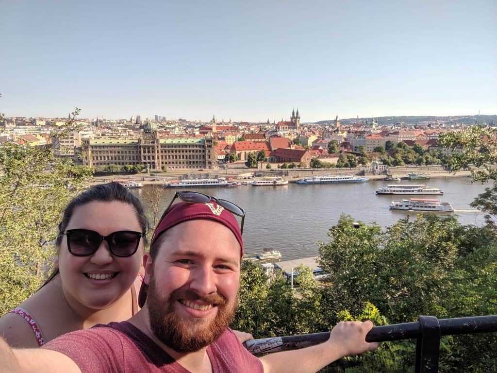 What NOT to Do in Prague 9 selfie with the views of Prague