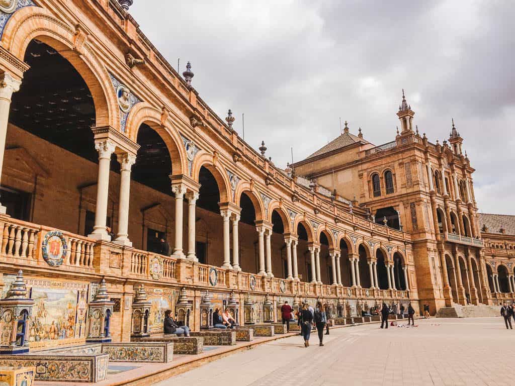Falling in Love with Seville 18 Long covered walkway at the Plaza de Espana, Seville