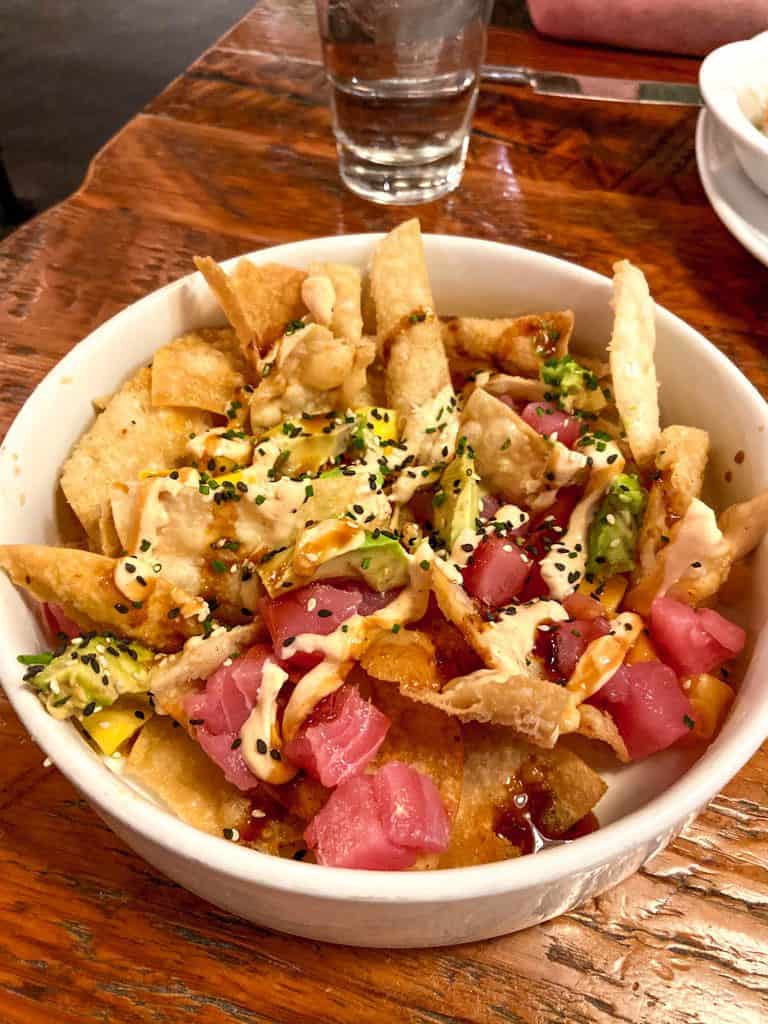 Tuna nachos at Salty's Beach House, Penticton, BC