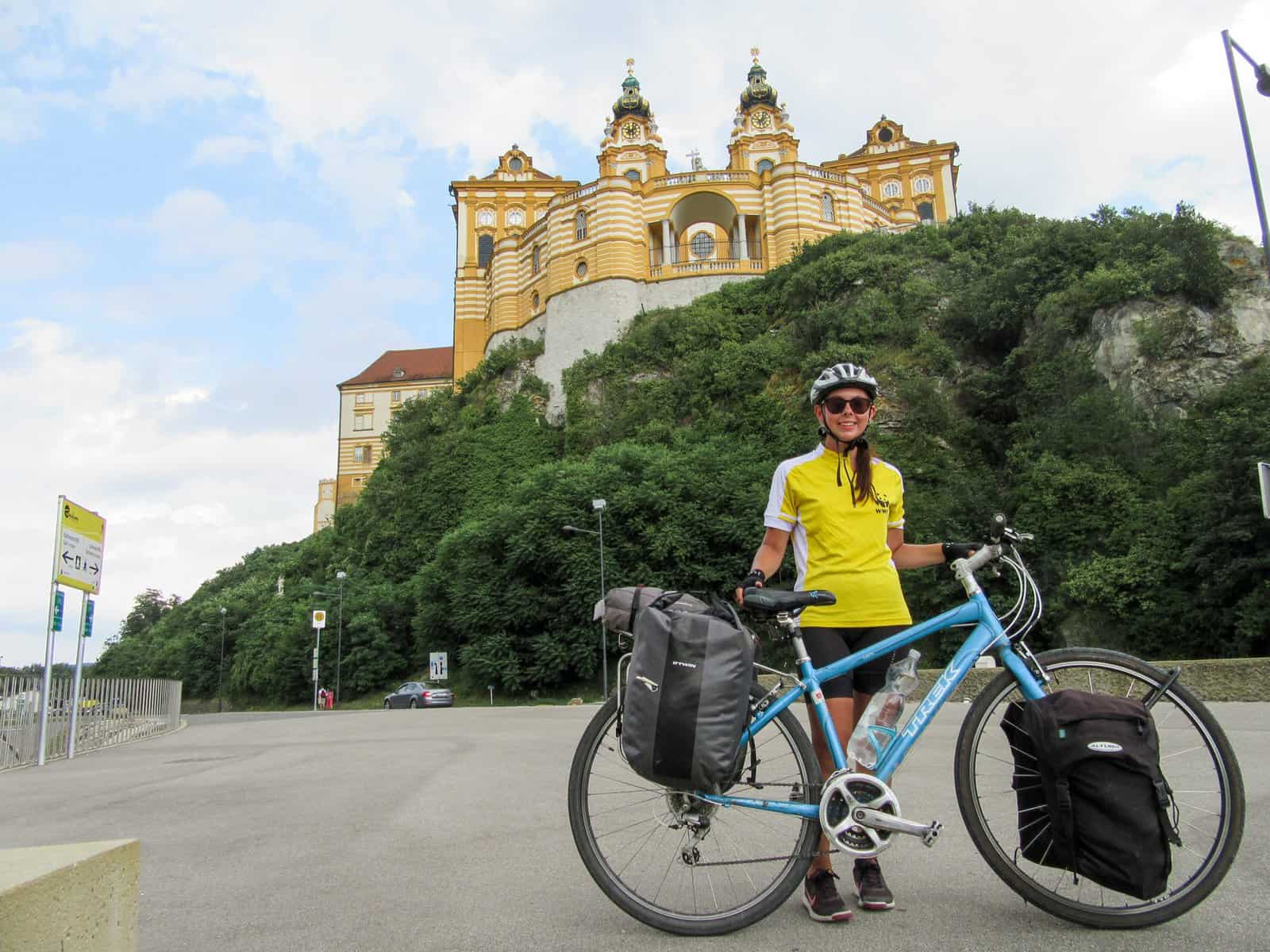 Traveller of the Month: Lauren from The Planet Edit 8 Cycling by the Melk Abbey