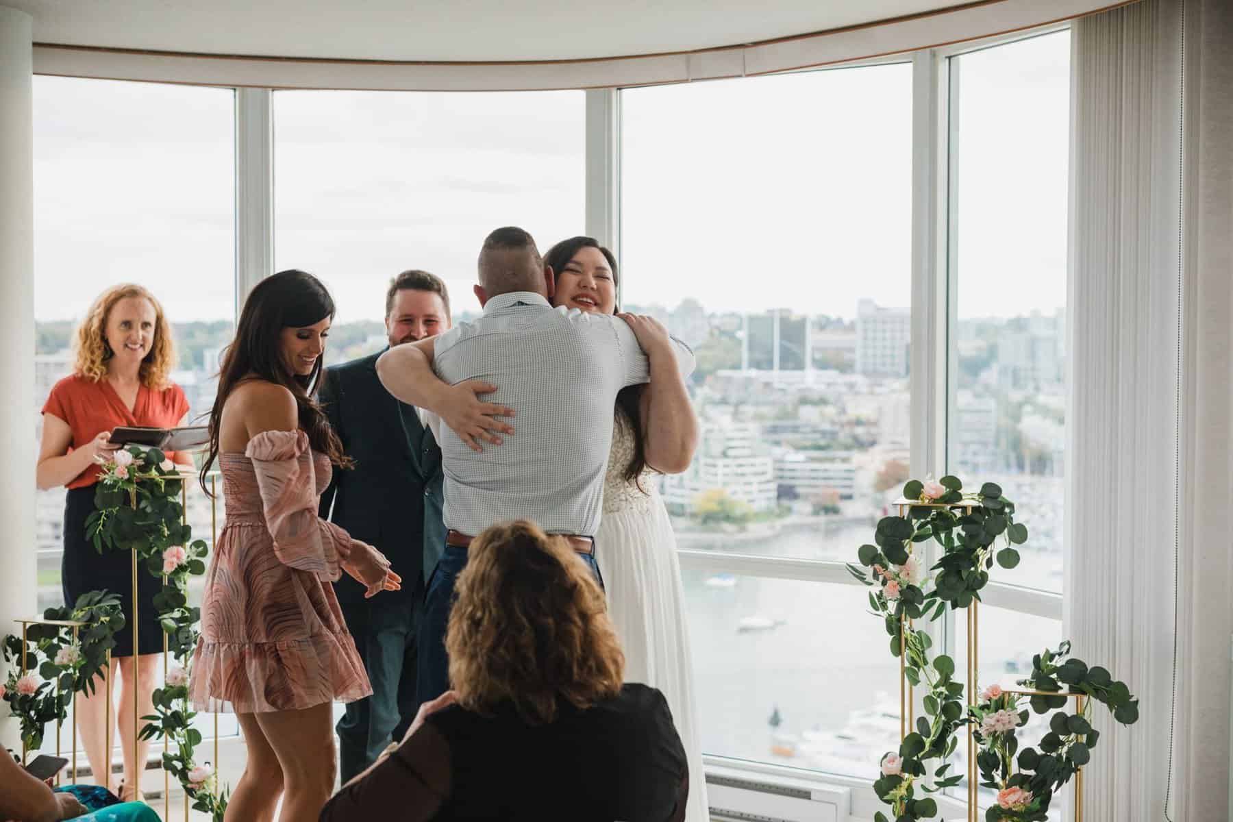 Which Wedding Traditions Did We Actually End Up Skipping? 10 greeting our guests with hugs before our ceremony