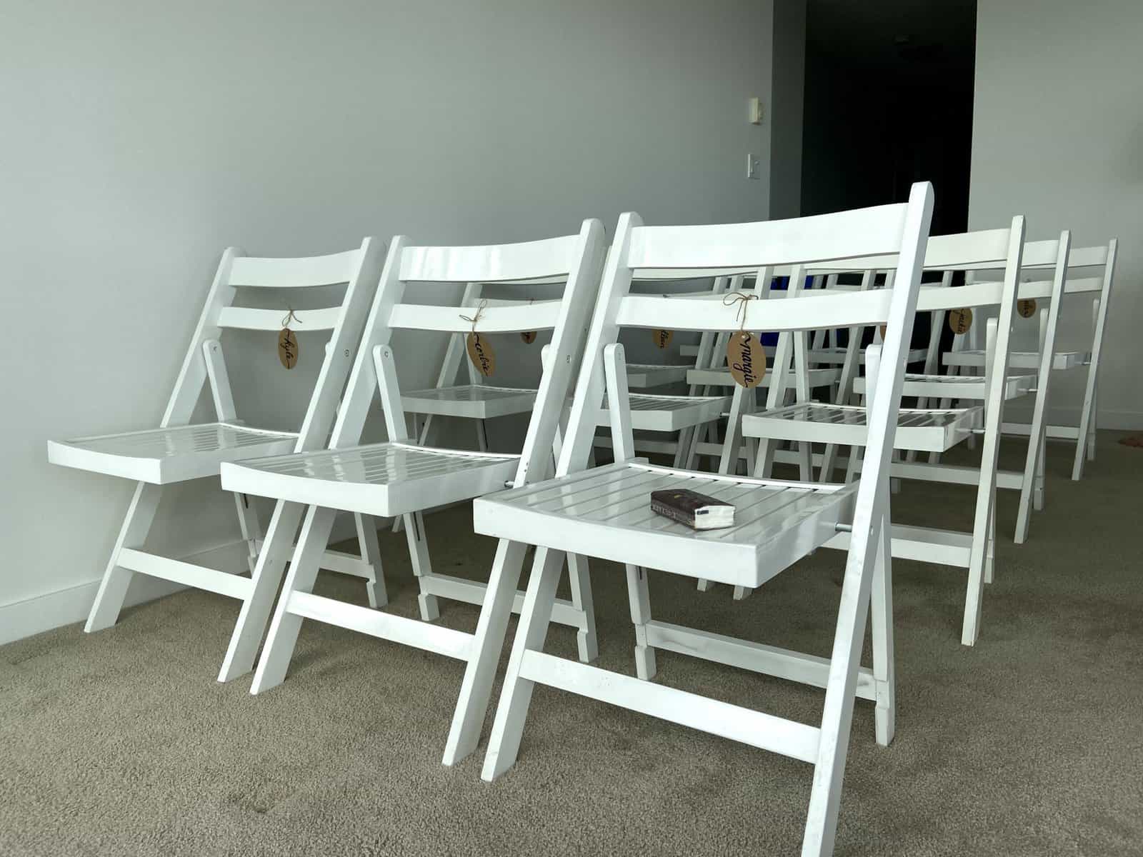 white wedding ceremony chairs