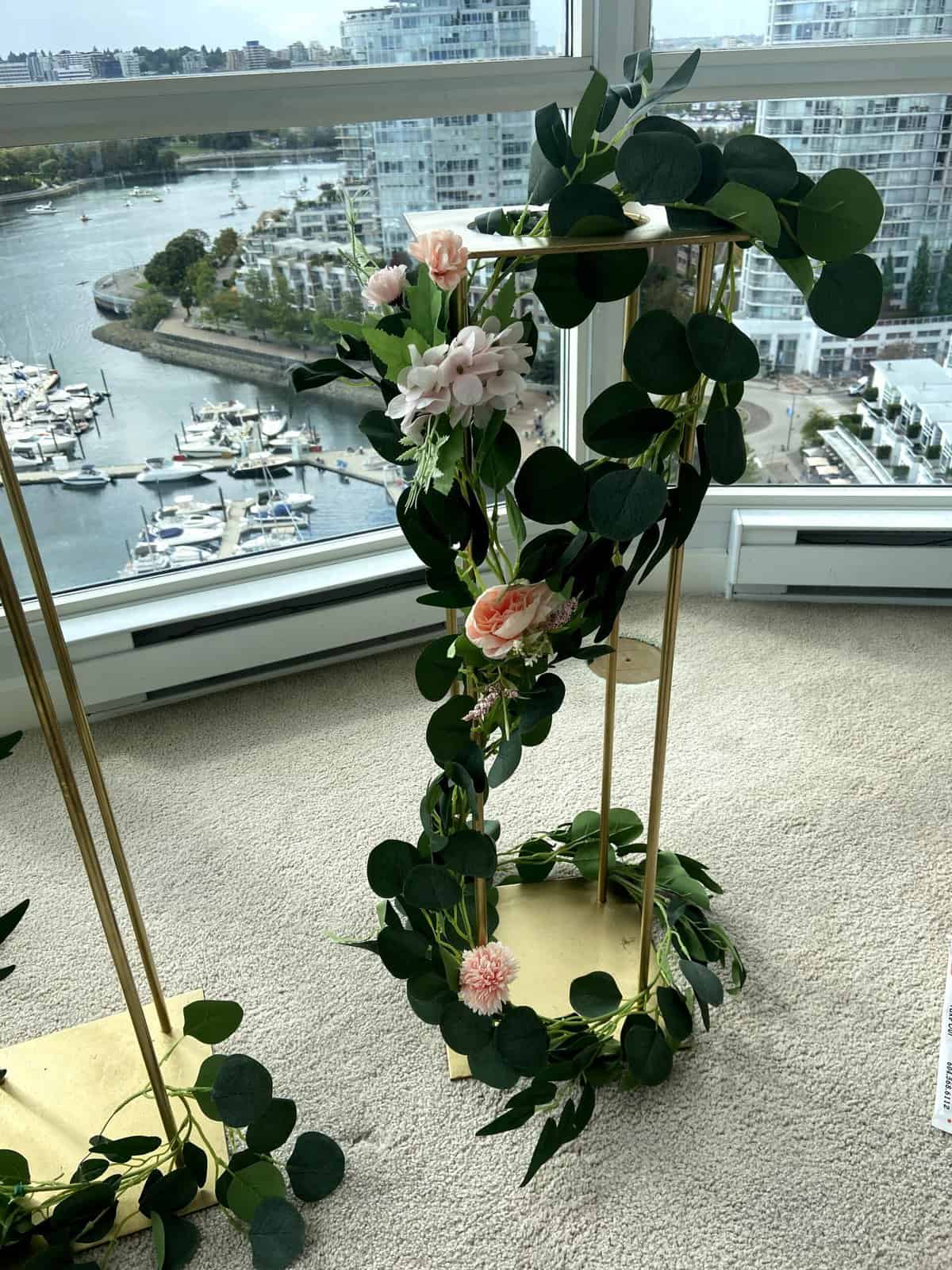 wedding gold floral stand