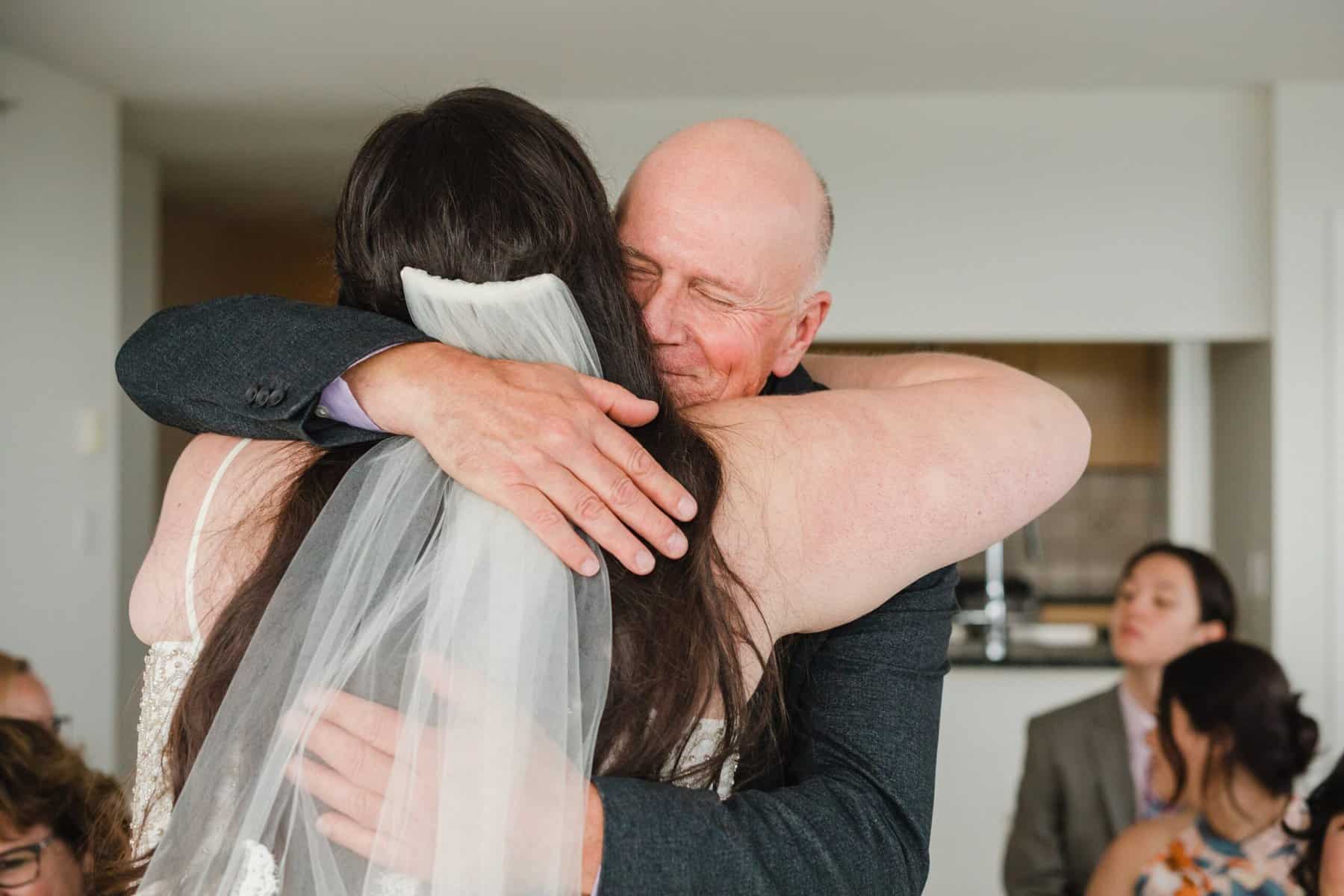 wedding ceremony hugs