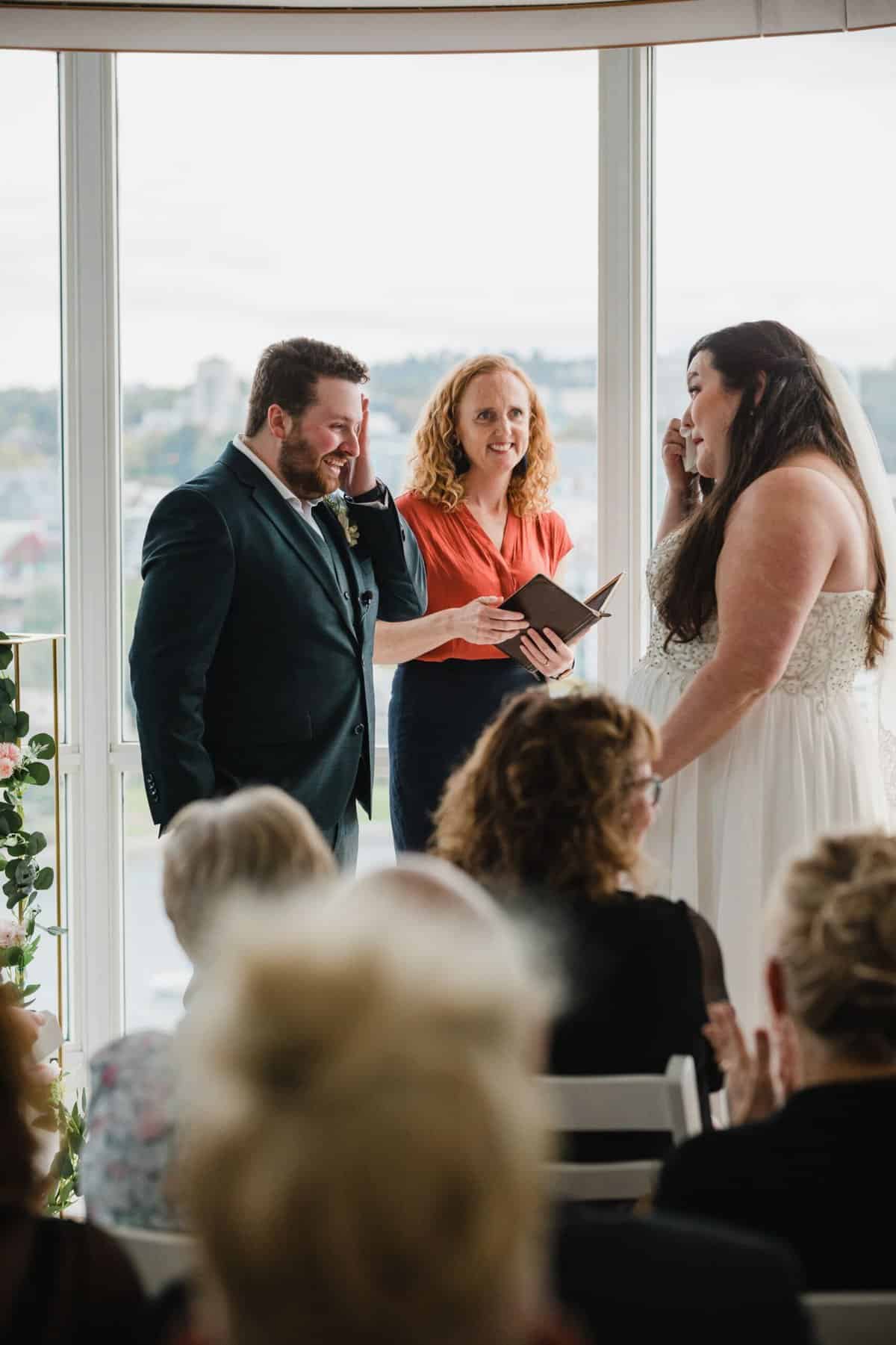 crying after our wedding vows