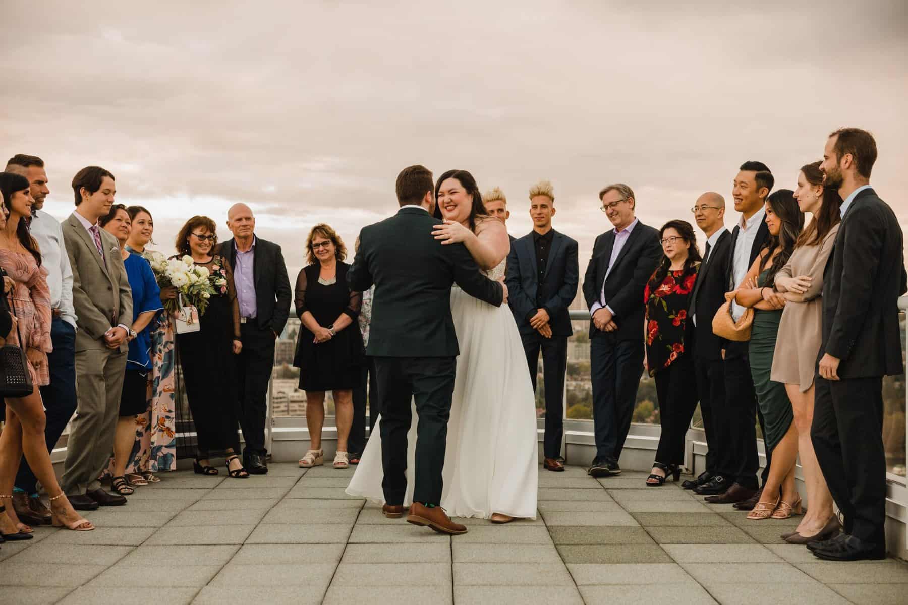 yaletown rooftop wedding first dance