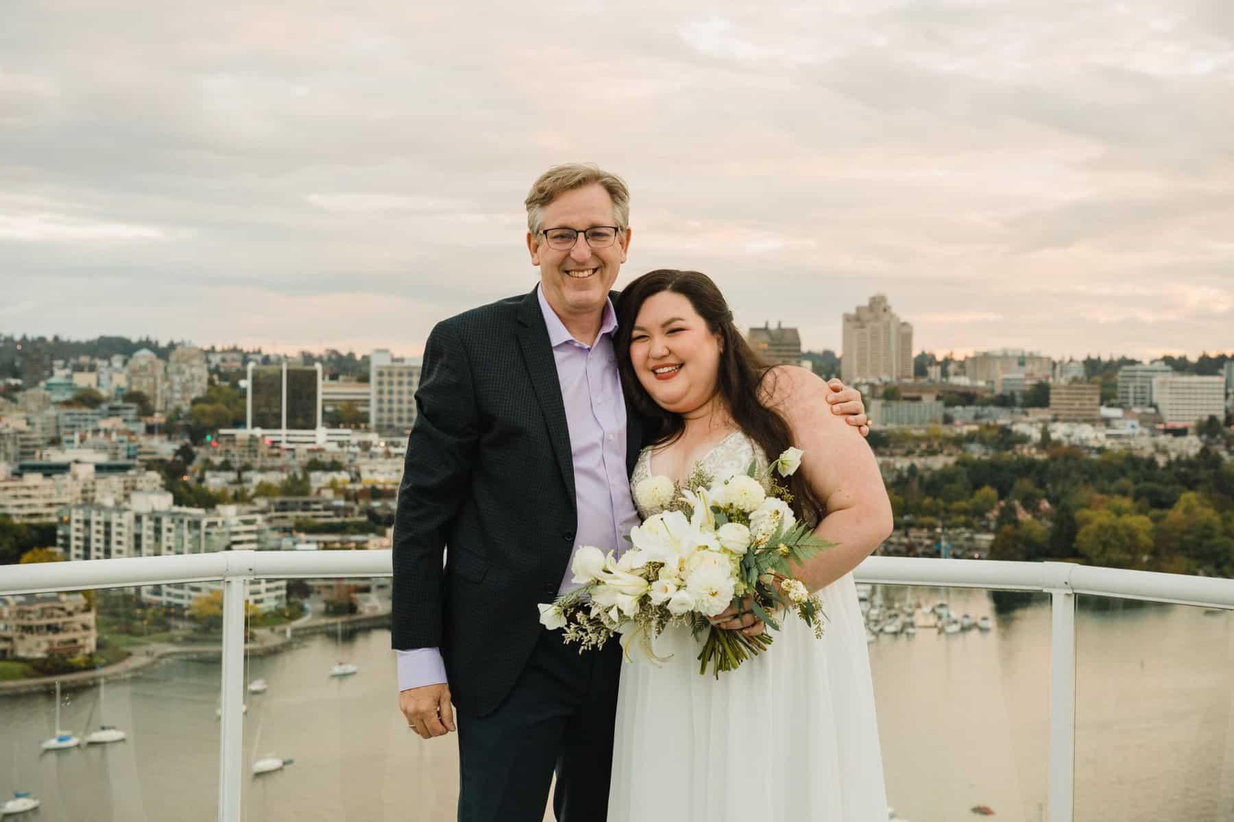 yaletown wedding rooftop photo father daughter