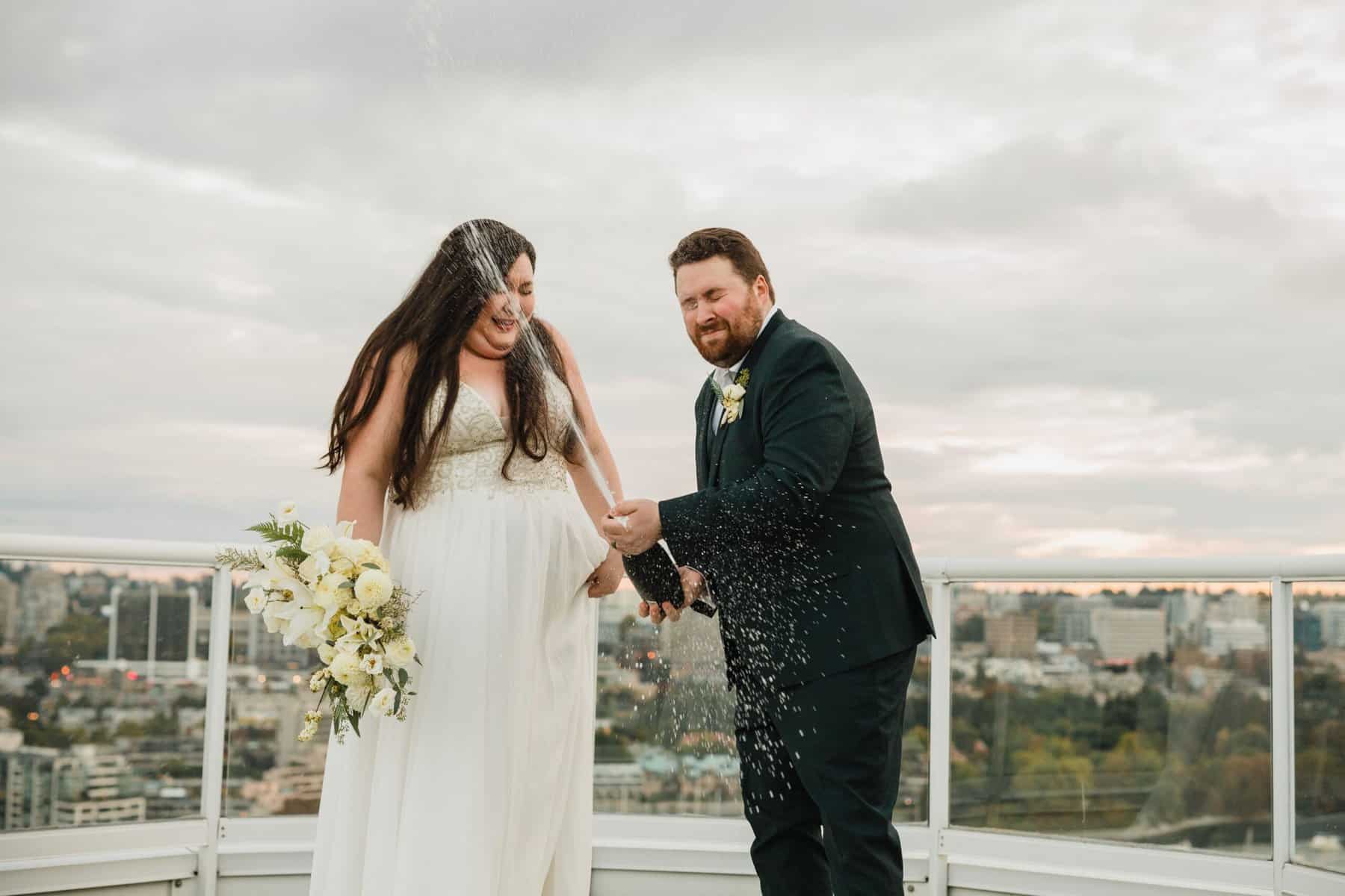 yaletown wedding rooftop champagne