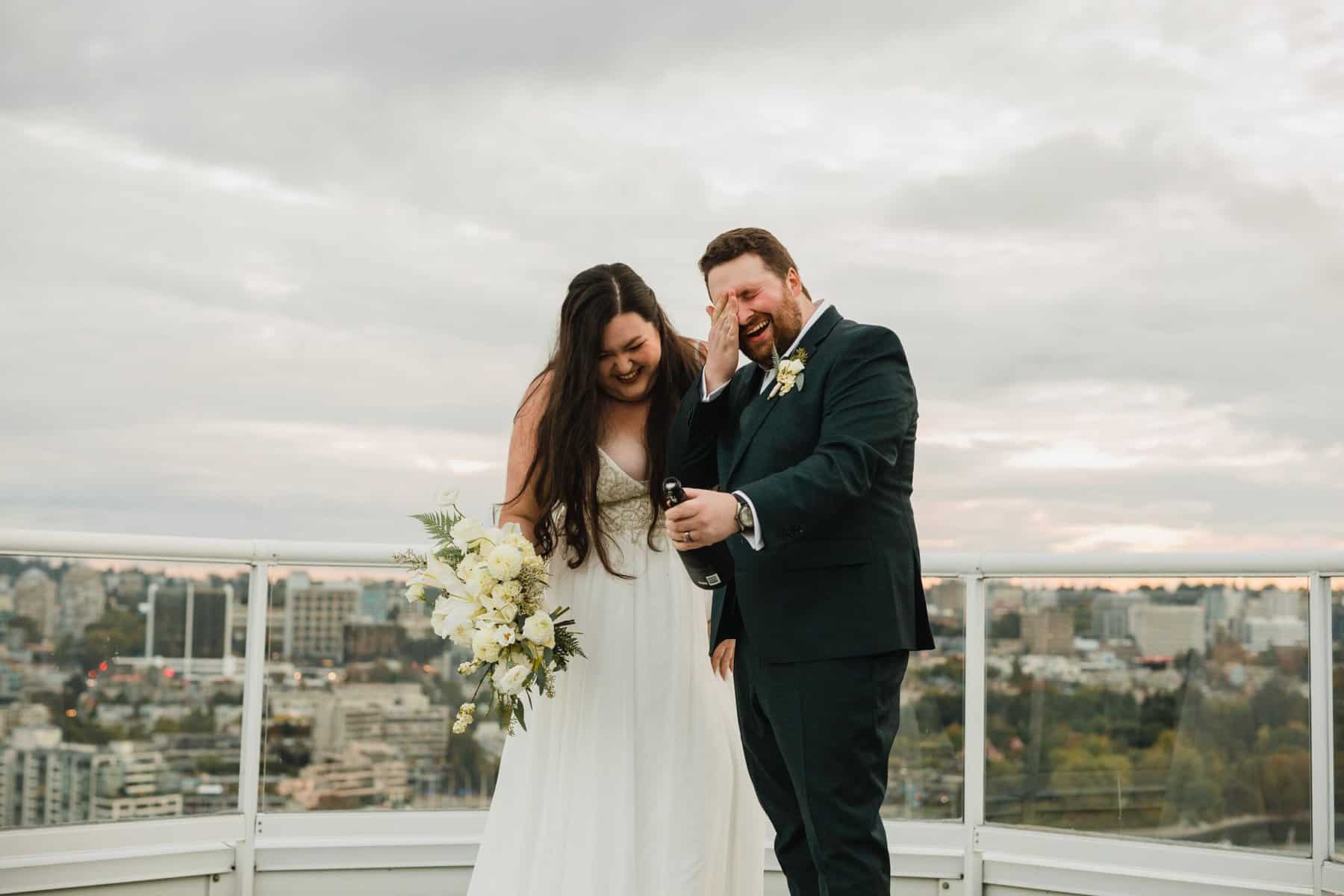 yaletown wedding rooftop champagne
