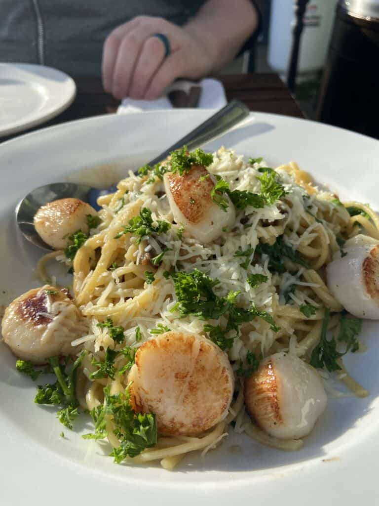 scallop linguine at the salt shaker in lunenburg