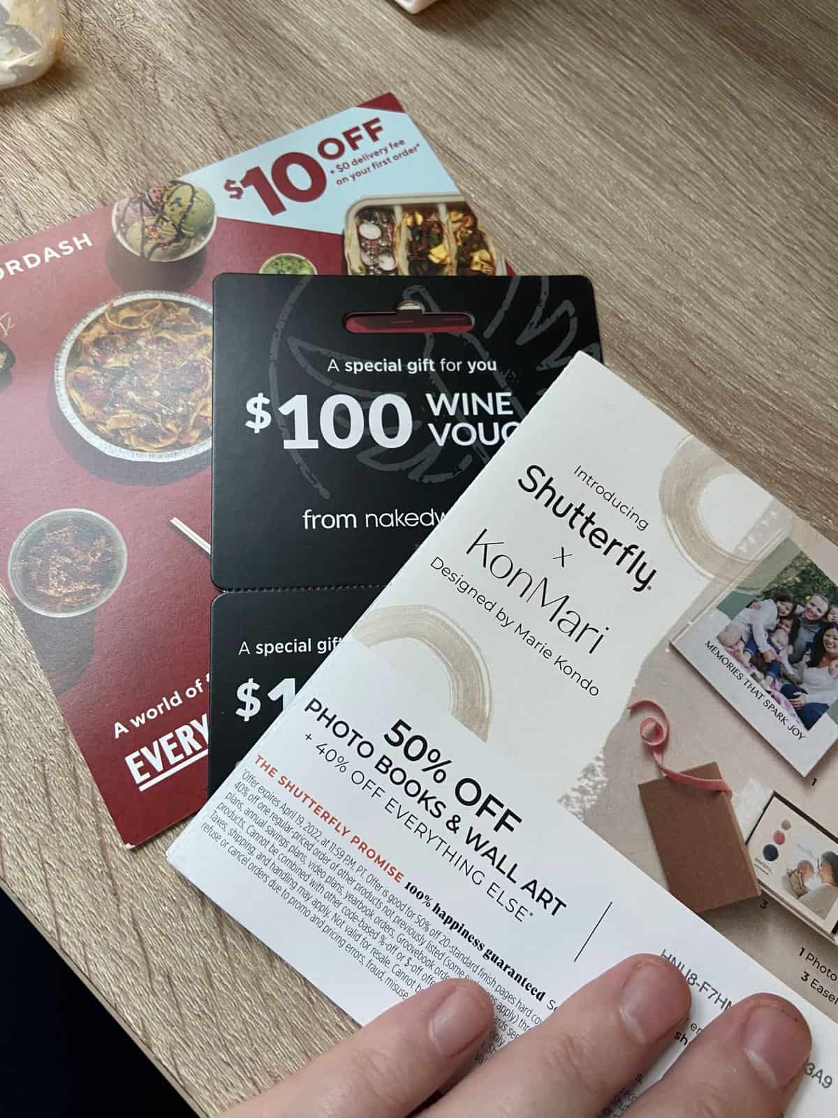 Gift cards and coupons from Shutterfly