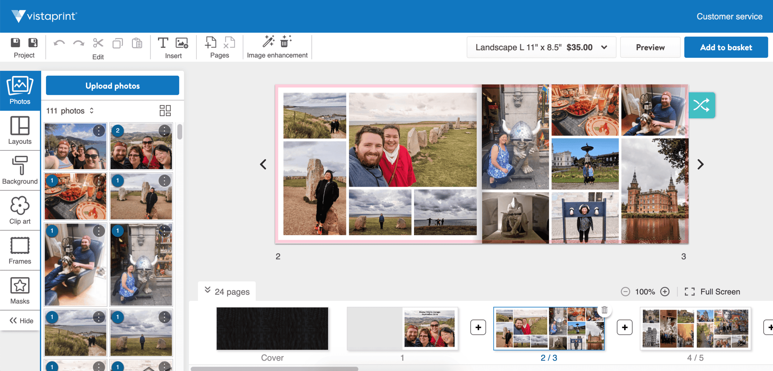 VistaPrint photo book creator