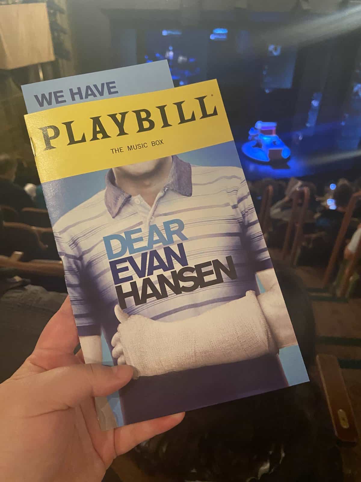 Dear Evan Hansen playbill for broadway show in New York City