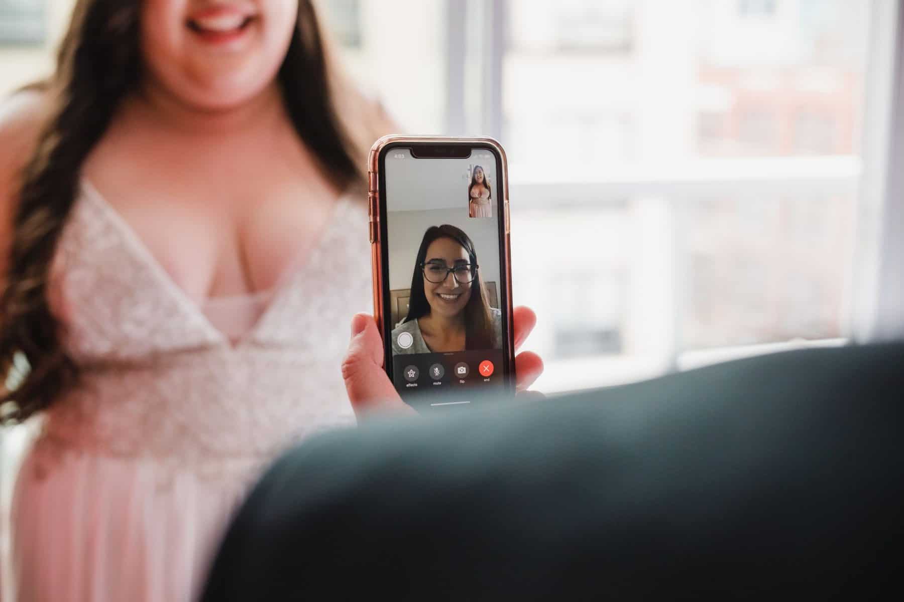 The 15 Best Moments From Our Wedding Day 38 face timing my dress on my wedding day