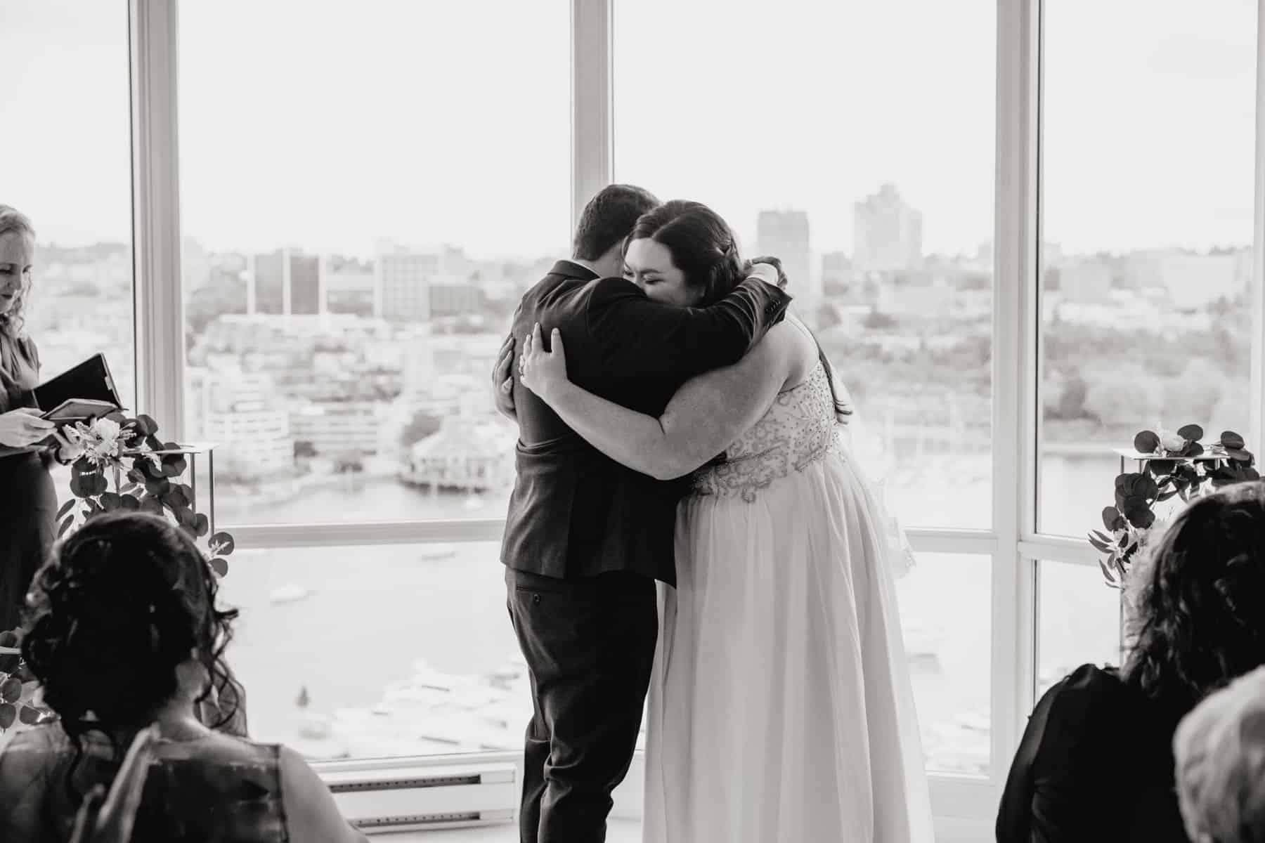 The 15 Best Moments From Our Wedding Day 40 bride and groom hugging after vows on wedding day
