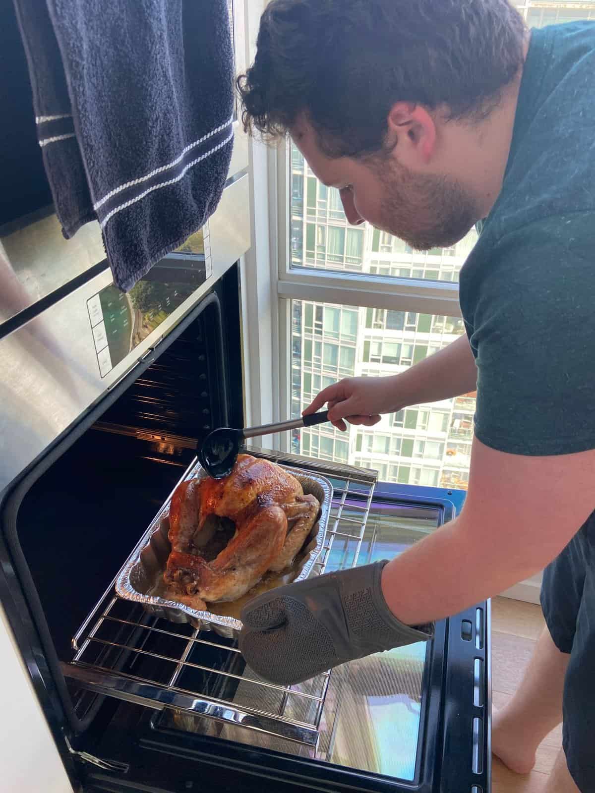 Colin cooking thanksgiving dinner