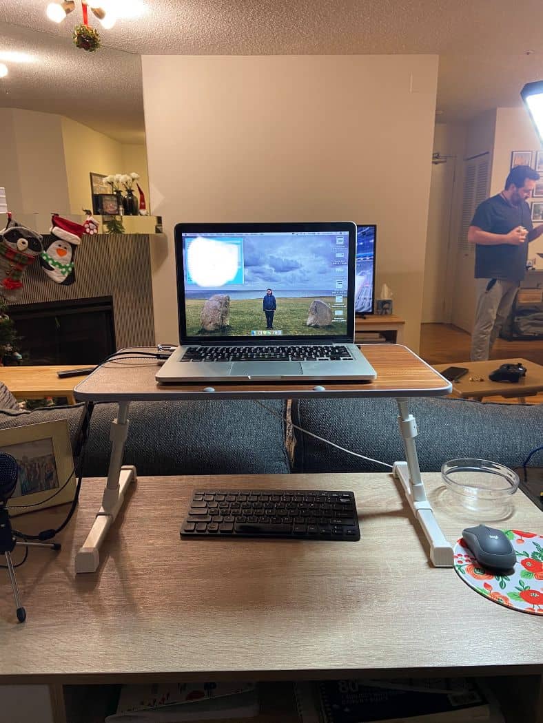 Welcome Home! Our New Vancouver Apartment Tour 13 laptop on stand in work from home space