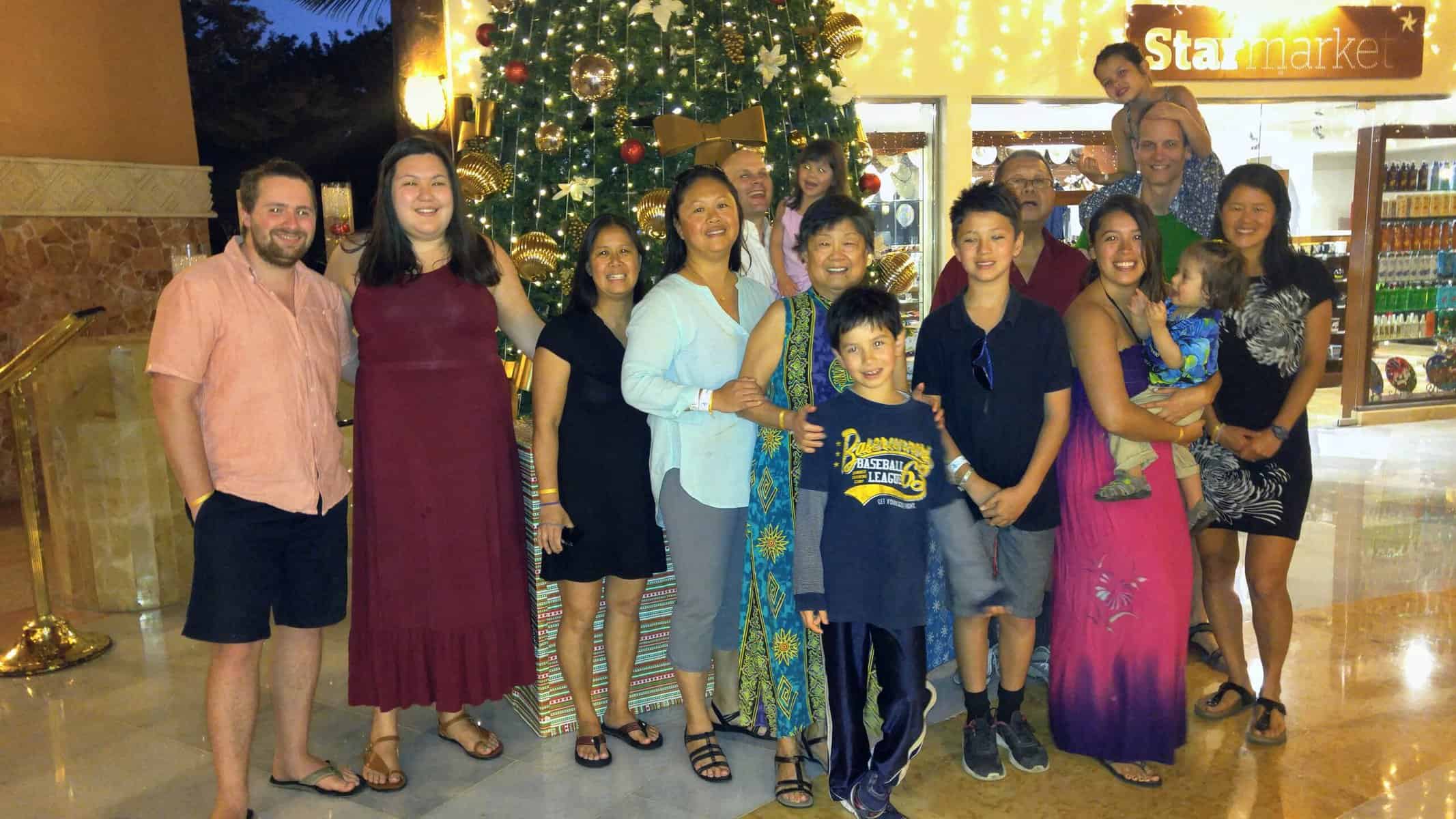 Lee family, Christmas 2017 at Iberostar beach resort in Cozumel, Mexico