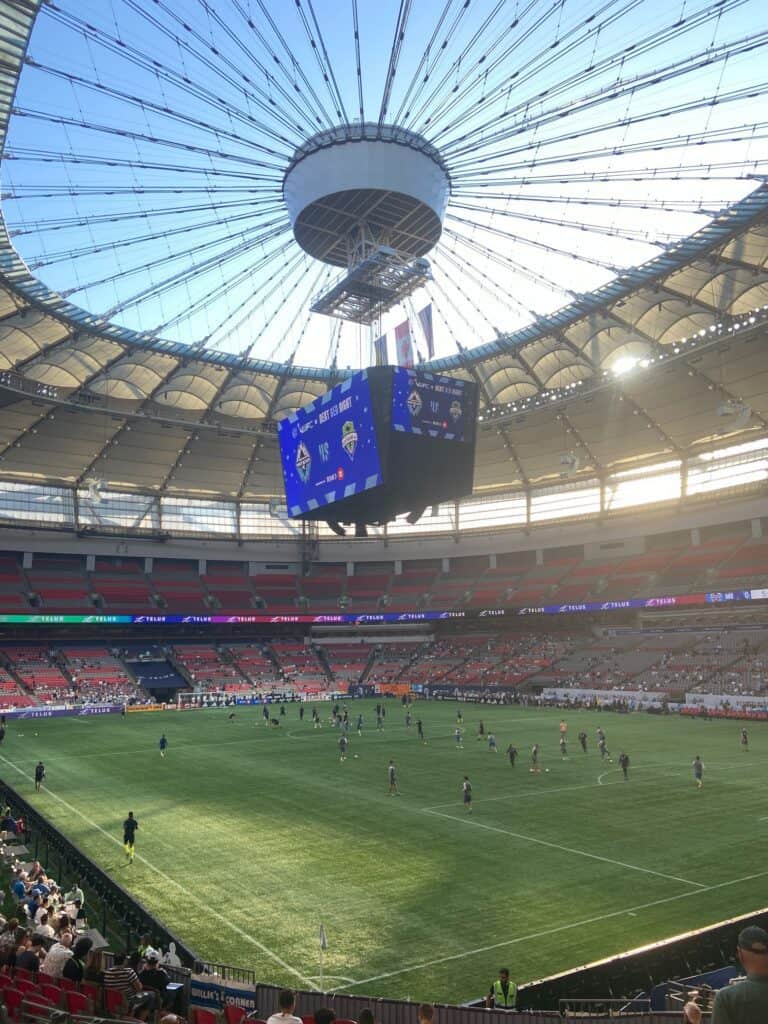 Whitecaps soccer game in Vancouver in spring 2023