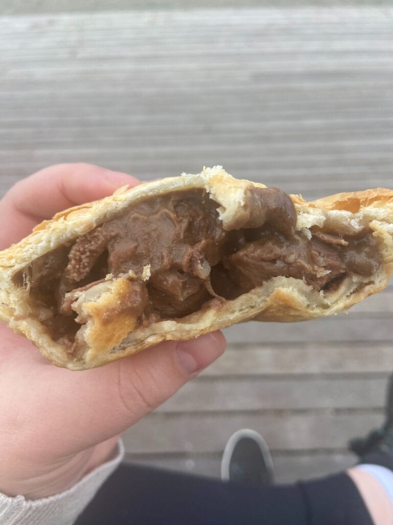 Inside of the Venison pie from Miles Better Pies in Te Anau, New Zealand