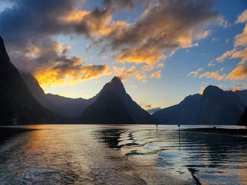 Mountains on Milford Sound at sunset, New Zealand