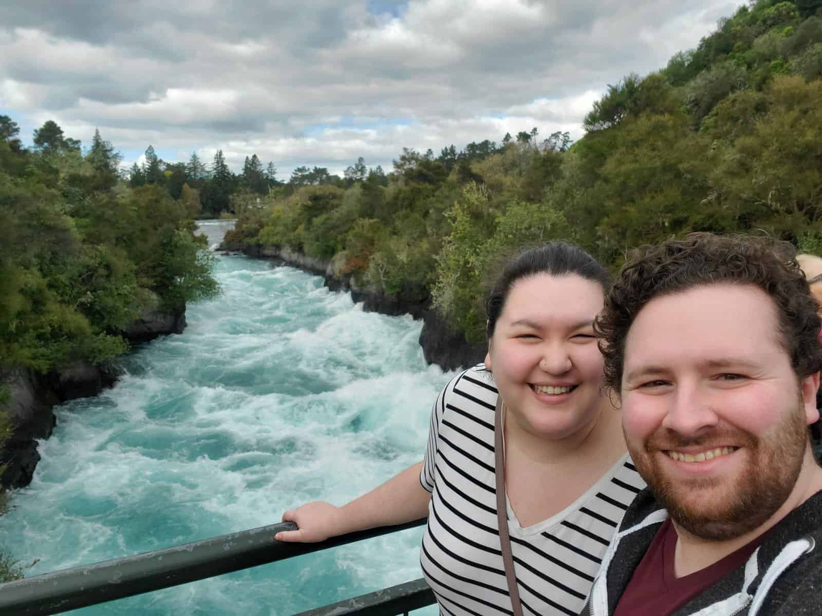 Colin and Riana selfie at Huka Falls in Taupo