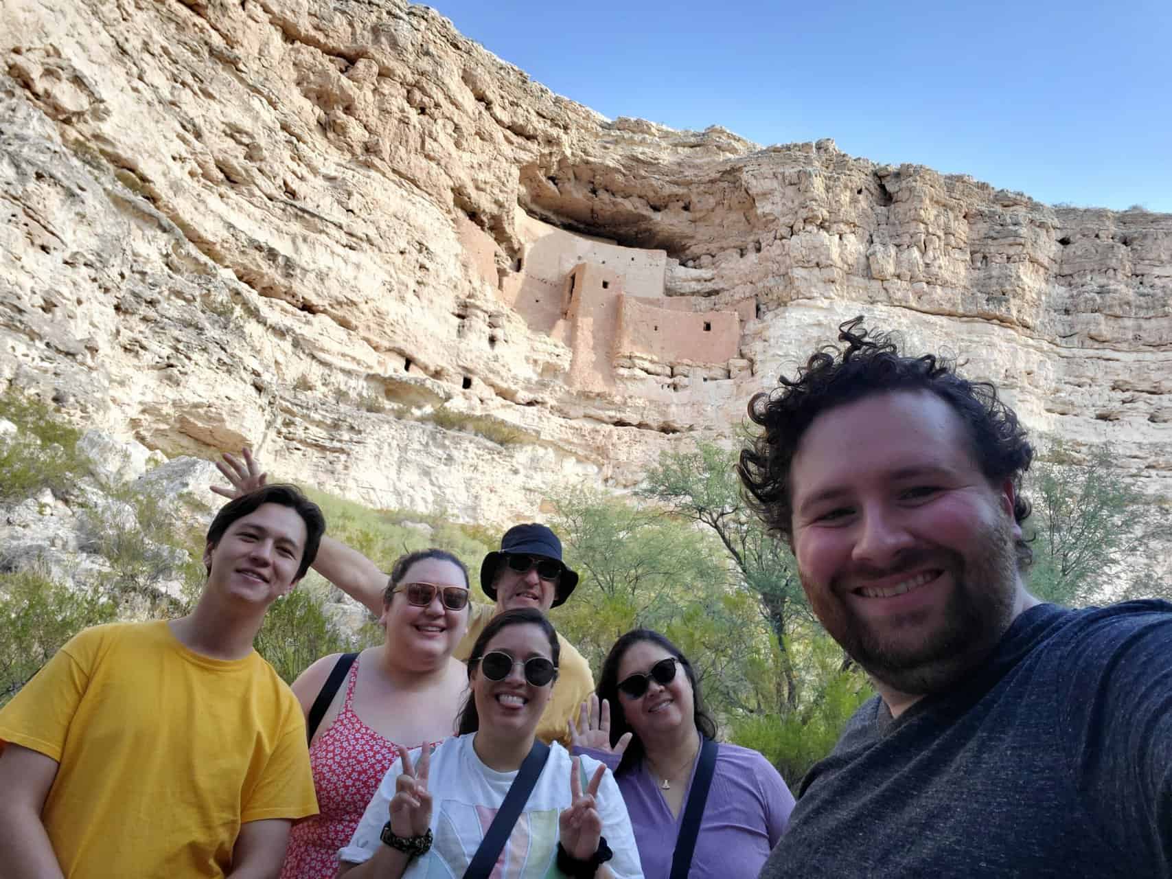What to Do in Sedona in 3 Days 15 Montezuma Castle selfie with the family