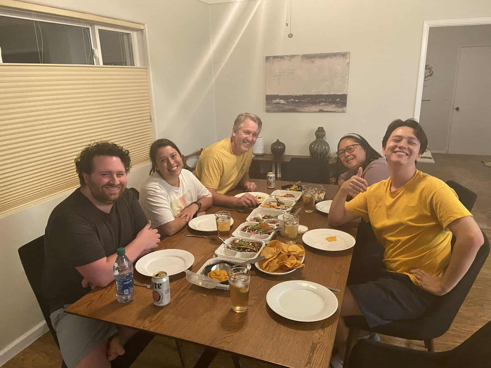 What to Do in Sedona in 3 Days 17 Family dinner at the table in our Airbnb in Sedona, AZ