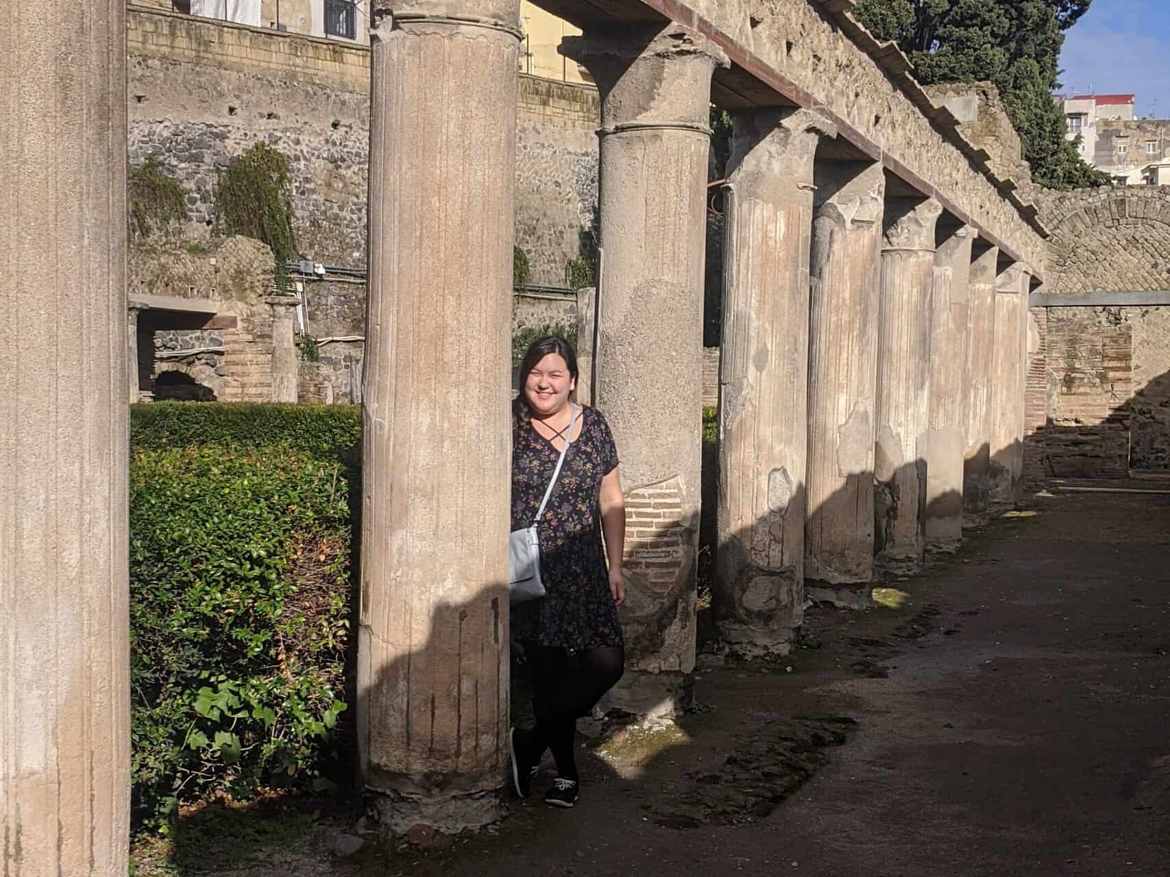 Riana from Teaspoon of Adventure at the ruins of Herculaneum in Italy