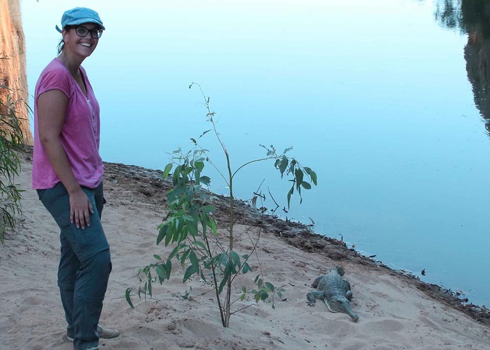 Traveller of the Month: Saskia from Sas Crossing Countries 3 Saskia and a sweetwater croc in Australia