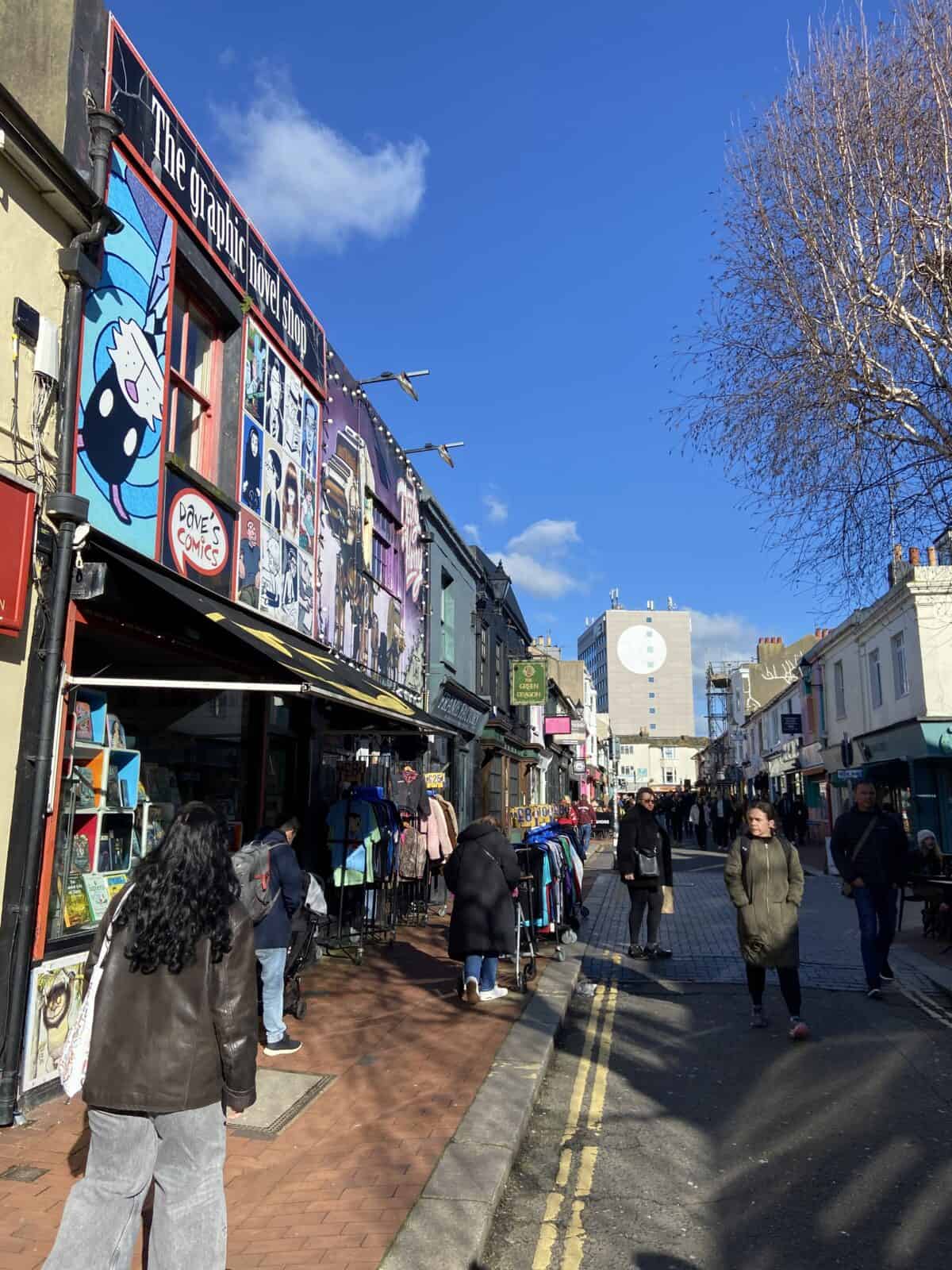 Your Guide to Brighton's North Laine 5 Sun shining on a busy shopping street in North Laine, Brighton