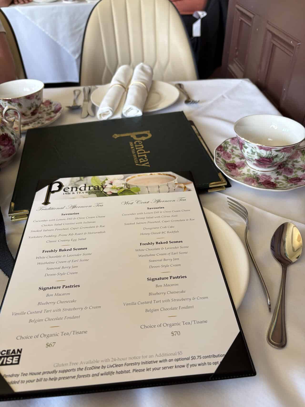 Pendray Tea House Review: Afternoon Tea in Victoria, BC 12 Pendray Tea House menu on the table