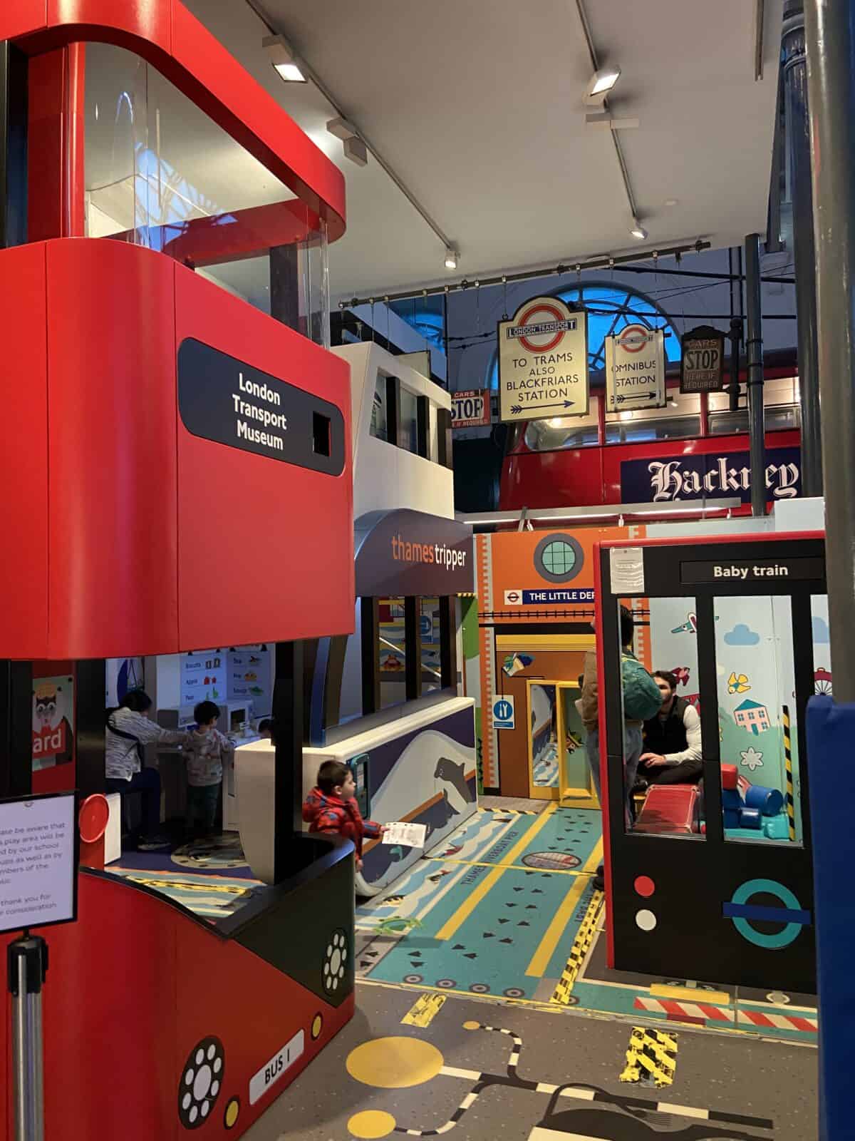 20+ Things to Do in London With a Baby 28 All Aboard kids play area inside the London Transport Museum
